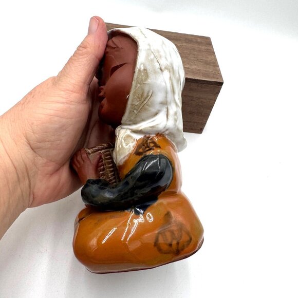 Vintage Japanese UCTCI Clay Pottery Girl Vase Figurine Redware Stoneware Art - Picture 5 of 13